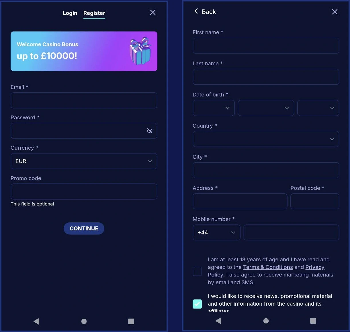 Quick registration for new players at OrionsBet
