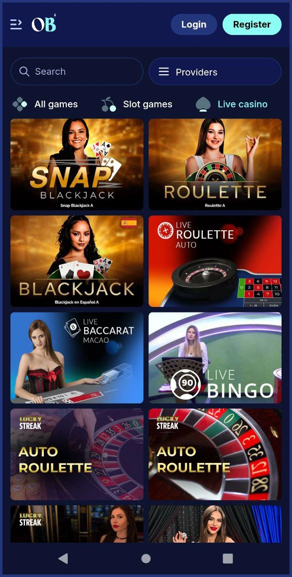 All live games at a glance at OrionsBet